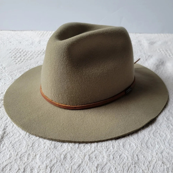 WESLEY PACKABLE UNISEX SUMMER FEDORA  FLAT RIMMED HAT - LIGHT OLIVE BY BRIXTON - Picture 5 of 10